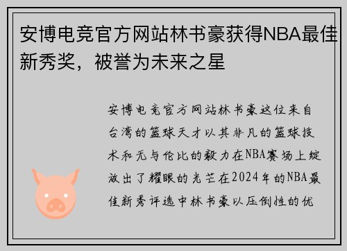 安博电竞官方网站林书豪获得NBA最佳新秀奖，被誉为未来之星